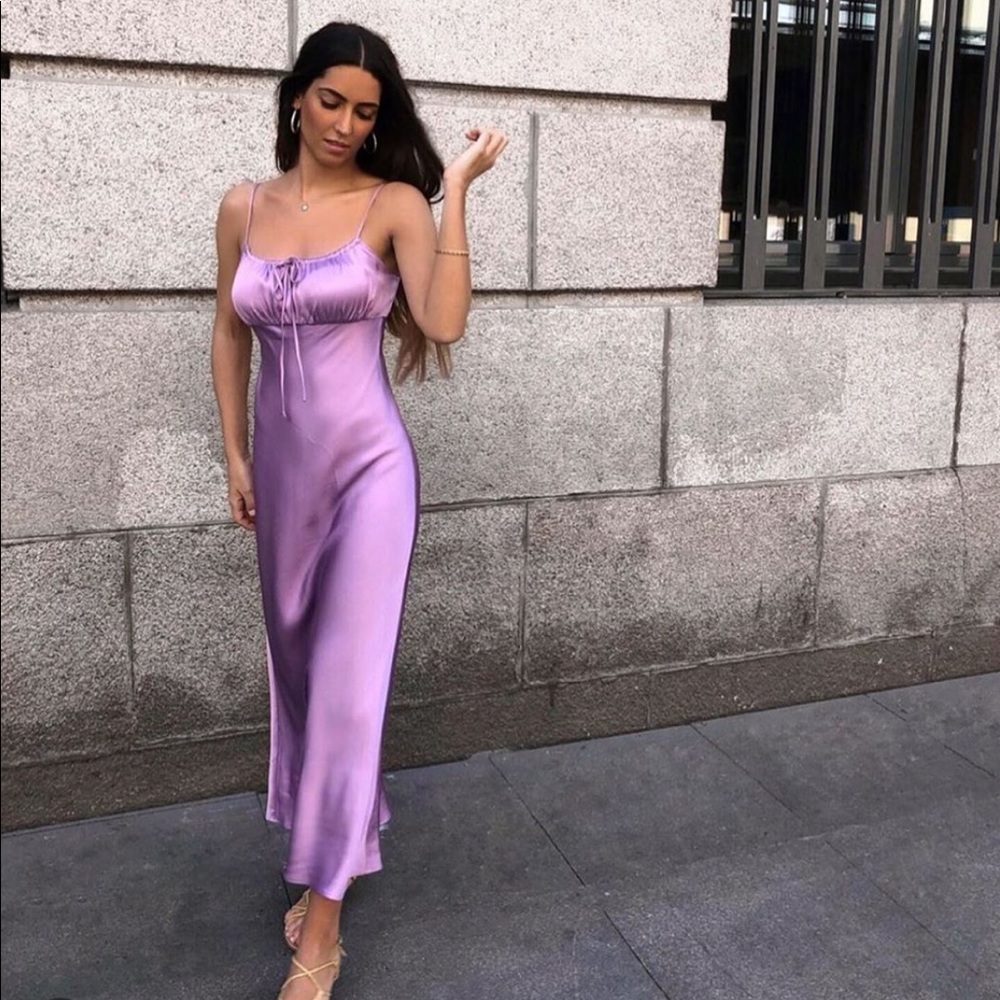 NWT Bloggers Fav Zara Lilac Satin Dress